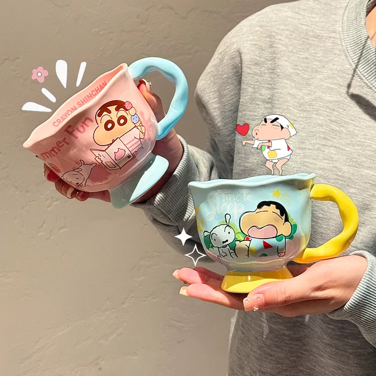 可爱蜡笔小新杯子女生高颜值陶瓷马克杯生日礼物办公室咖啡牛奶杯