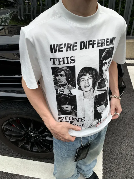 【EME】夏季乐队印花人像复古小领口索罗娜凉感短袖t恤cleanfit潮流