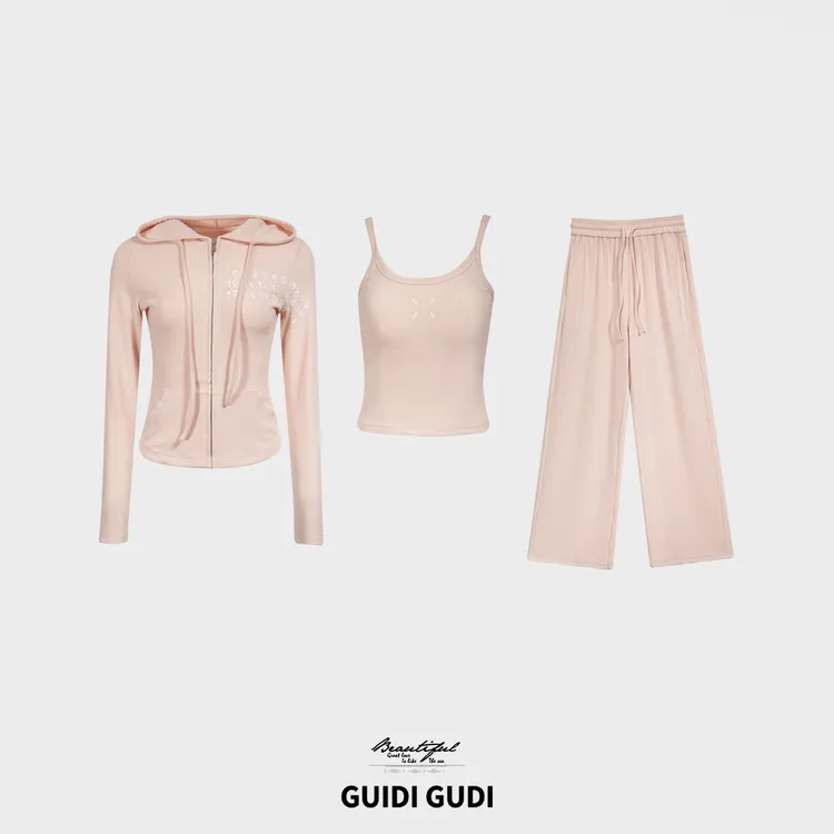 GUIDI GUDI【天鹅之梦】优雅端庄亲肤休闲三件套套装/黄加蓝