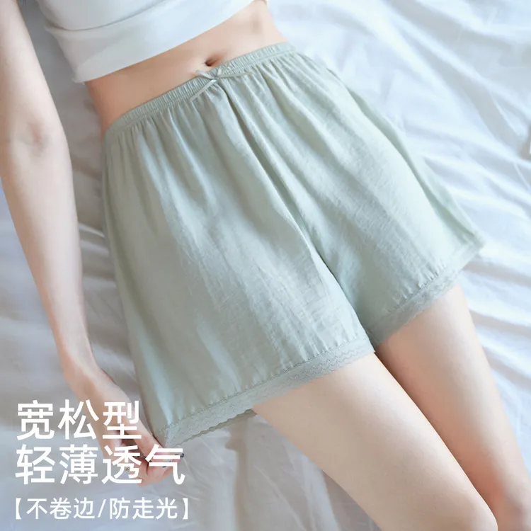 三分蕾丝安全裤女宽松夏季防走光不卷边高腰无痕保险居家打底短裤