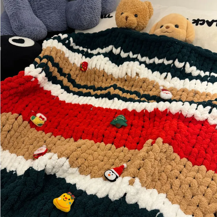 【高质量】手工编织超简单圣诞毯子毛毯diy材料包送女朋友创意礼物