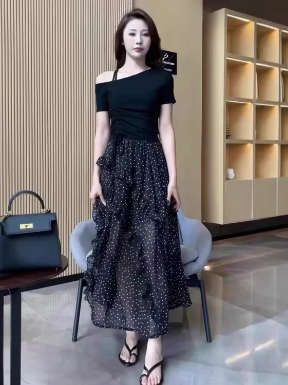 2025夏季新款法式气质女人味时髦高腰半身裙女小个子显瘦遮肉长裙