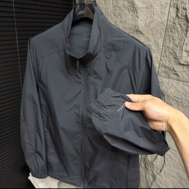 春夏季新款立领单层立领夹克户外软壳速干薄款立领夹克男皮肤衣