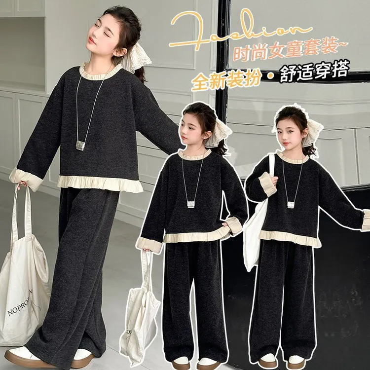 女童套装2025秋季新款韩版洋气时髦网红休闲两件套中大童衣服