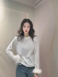 九月  羽衫   新款秋季显瘦气质新中式带毛毛绒绒上衣