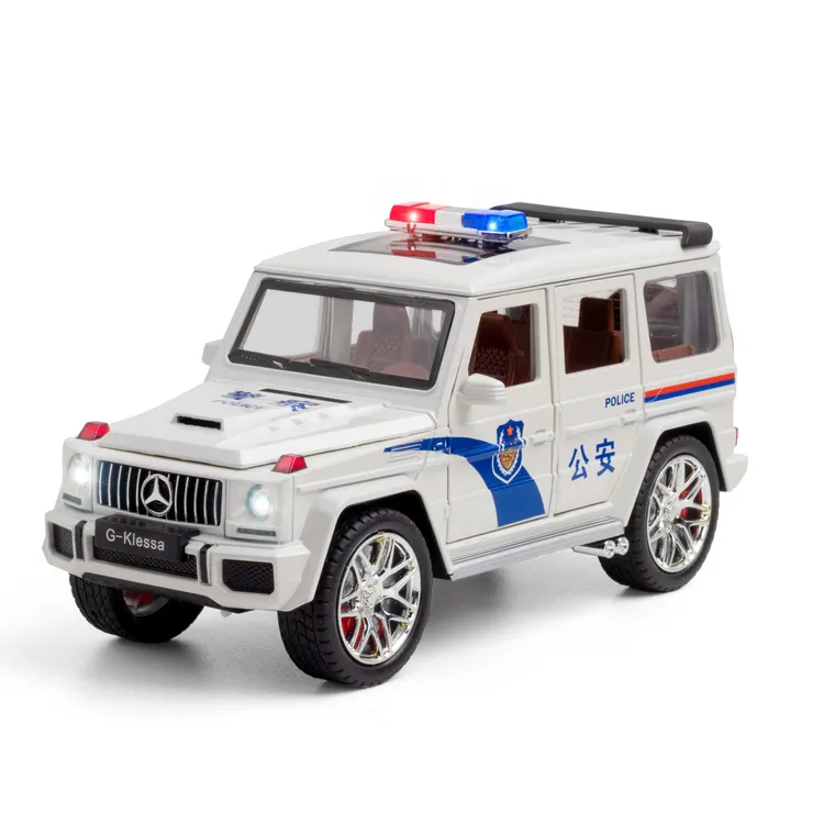 1:24奔驰G63合金汽车模型回力声光越野警车儿童玩具摆件