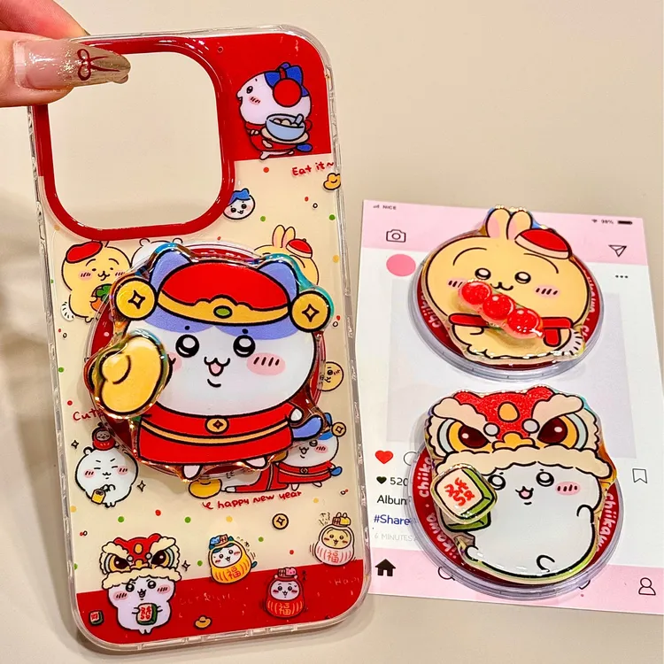新年红吉伊卡哇舞狮磁吸支架适用苹果16手机壳15promax可爱14少女