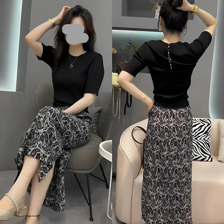 韩版小众通勤镂空短袖上衣2025夏季新款夏季韩版宽松印花防晒T恤