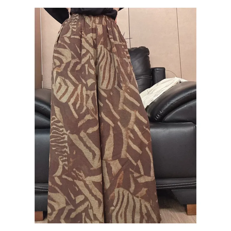 【棉绸裙裤】人棉阔腿裤宽松大码休闲裤半身裙显瘦百搭女新中式长裤