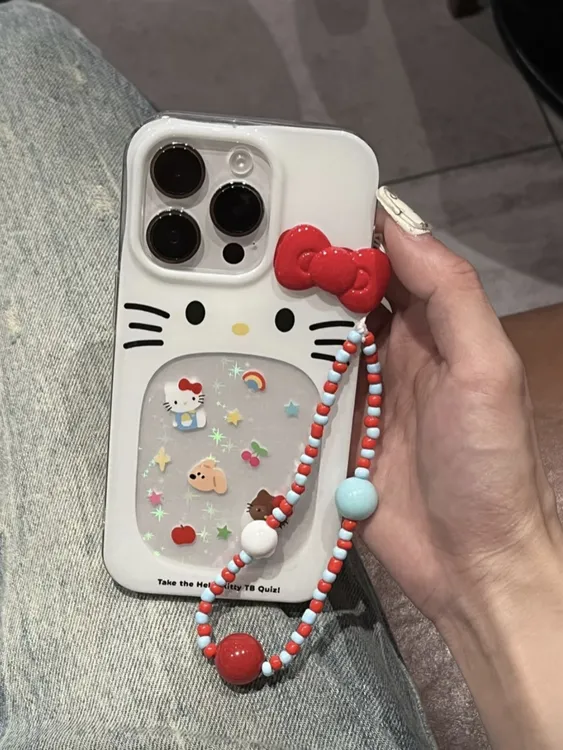 镂空Kitty镭射适用苹果17promax/16手机壳可爱少女心挂绳防摔秋冬