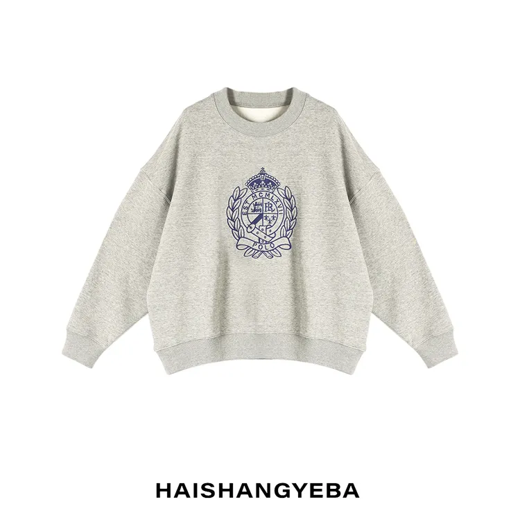 【海上叶爸】新款2025秋冬百搭棉圆领套头宽松厚款休闲卫衣