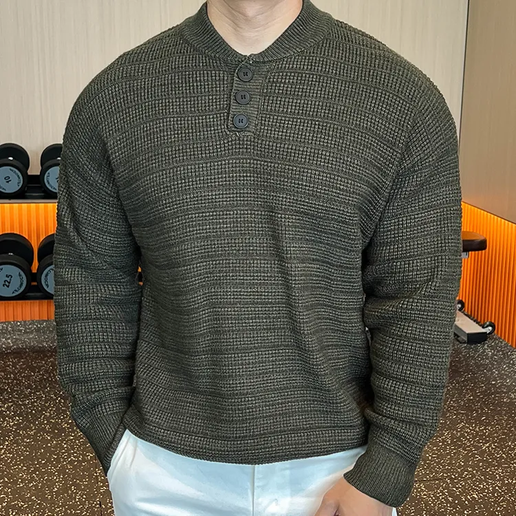 2025新款秋复古亨利领毛衣男百搭2025秋冬新款亲肤挺括合身针织衫