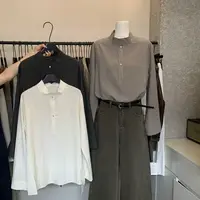 C/23239 韩系简约慵懒风立领宽松百搭衬衫 9-23