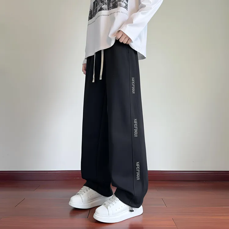 秋冬新款男士休闲抽绳裤时尚百搭青少年宽松直筒裤潮牌运动长卫裤