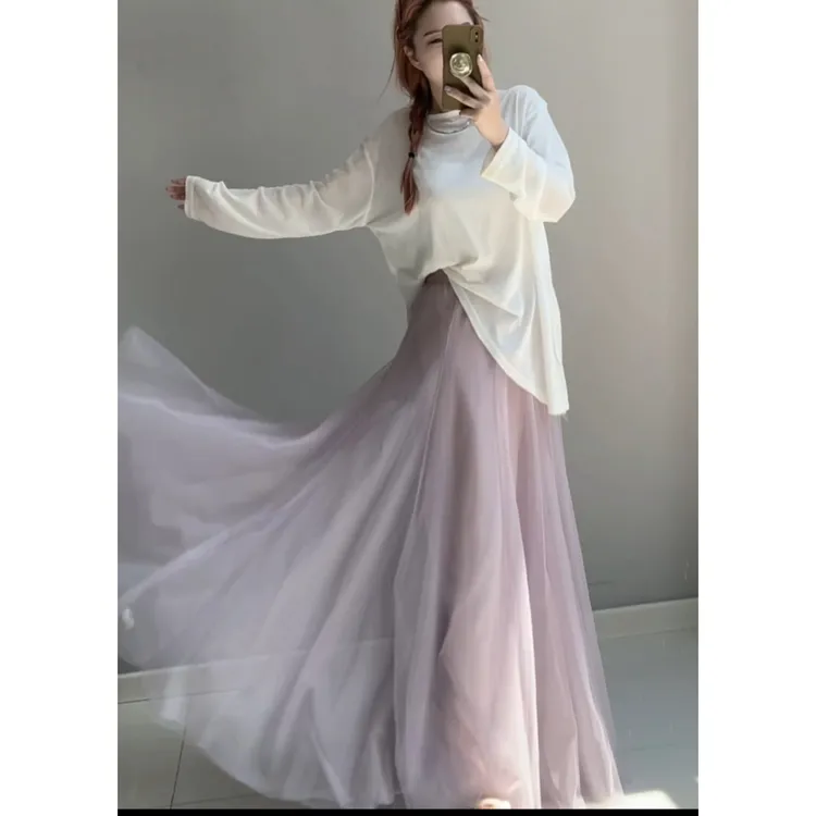 【春夏-纯欲级温柔风网纱裙】韩版百搭气质显瘦仙女网纱半身裙