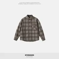 NYHSUGOO/南乙秋冬美拉德系格纹加厚撞色长袖衬衫53990男士外套