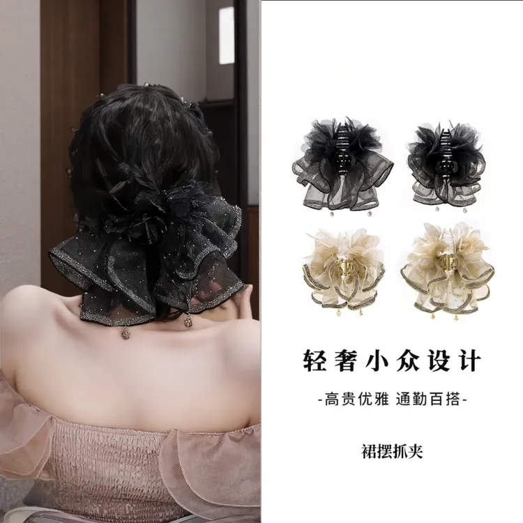 精致抓夹百搭高级感手工发饰时尚气质优雅轻奢风鲨鱼夹小众发饰品