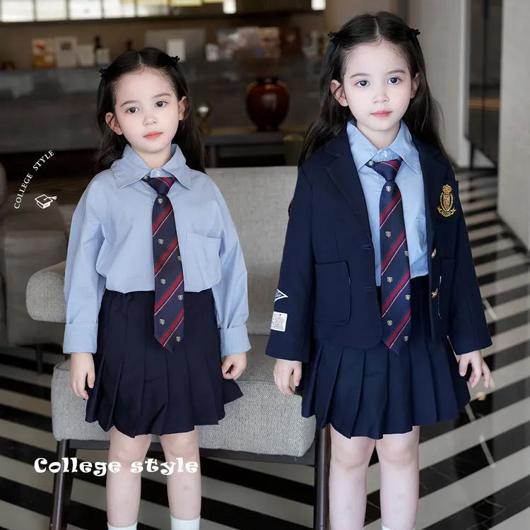 AnnieGirl秋季新款JK制服学院风套装女童衬衫百褶裙西服2025秋款