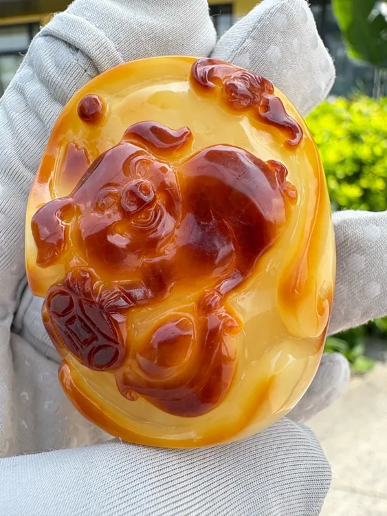 假一赔十，天然琥珀蜜蜡，蜜蜡吊坠，生肖猪吊坠 编号79