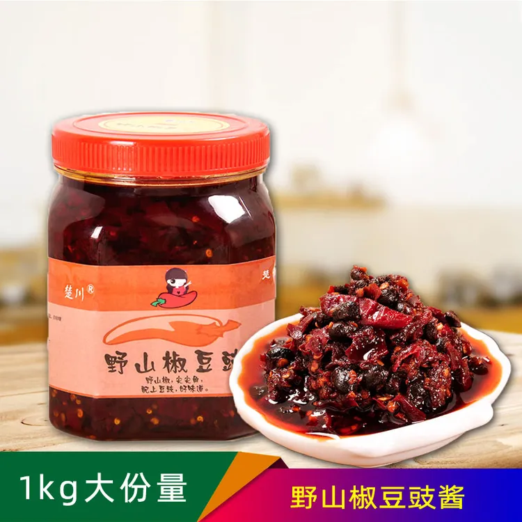 1Kg野山椒豆豉酱香辣农家辣椒酱豆豉即食炒菜下饭酱湖北荆州特产