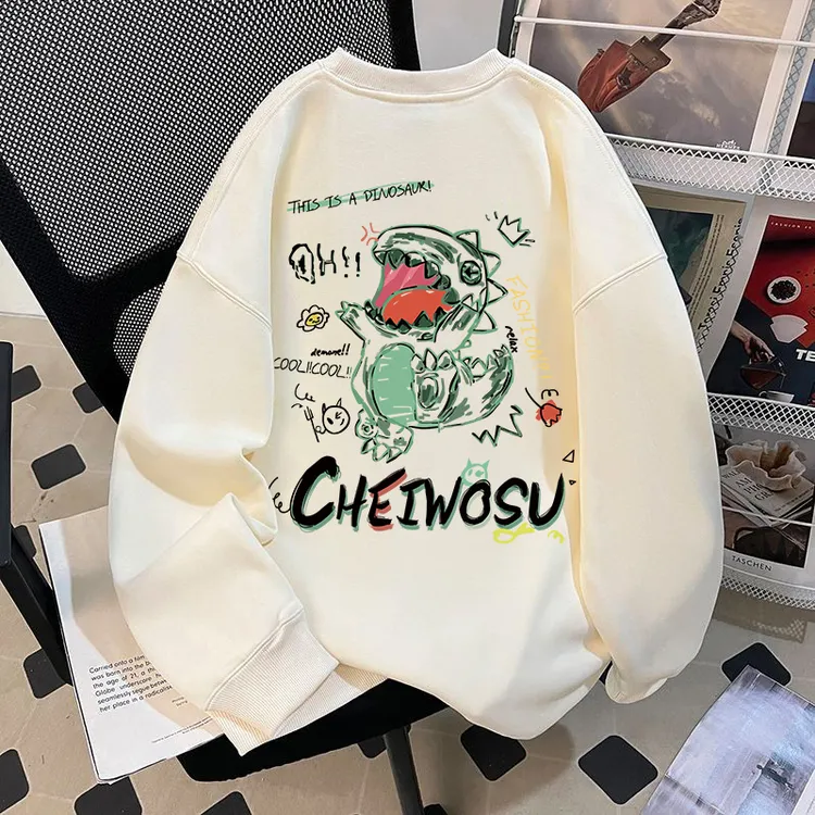 重磅卫衣男秋冬季男款青少年加绒圆领美式高街ins潮流男士慵懒风