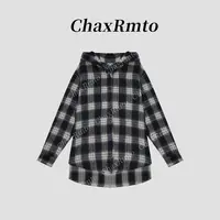 ChaxRmto斯斯25秋冬百搭休闲经典黑白格纹衬衫外套SD1A2339