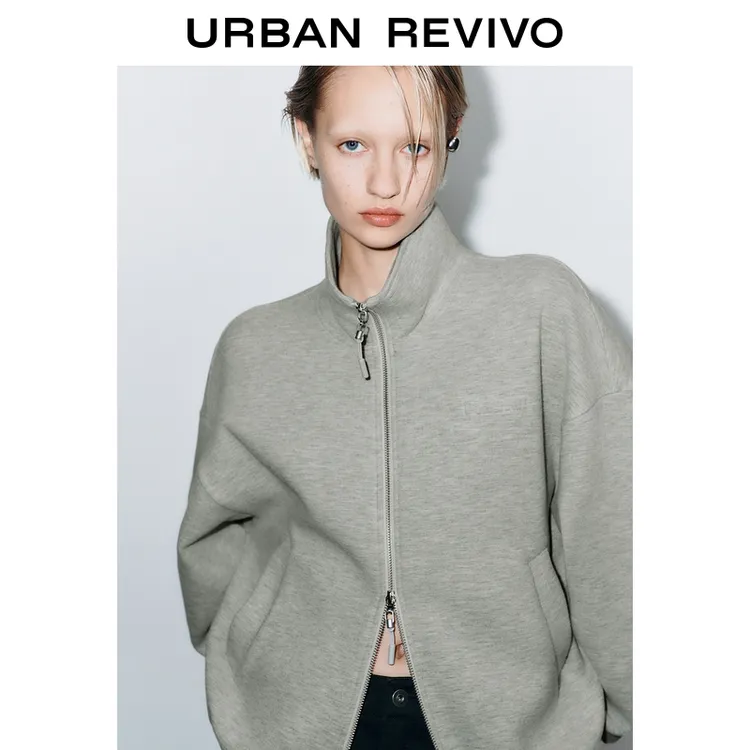 UR2025秋季新款女装休闲简约立体字母双拉链外套UYV150051+