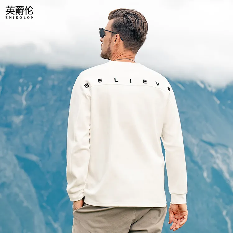 280G重磅厚实长袖t恤男士2025新款秋季字母刺绣休闲体恤衫RST3313