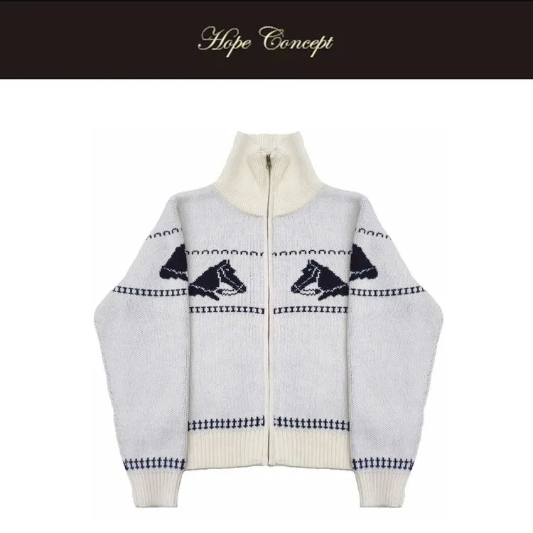 25539#HOPECONCEPT招财小马限定系列费尔岛提花拉夫老钱加厚毛衣