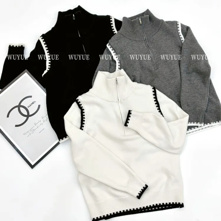 半拉链高领毛衣拼接加厚保暖针织衫时尚百搭2025大码女装冬季新款