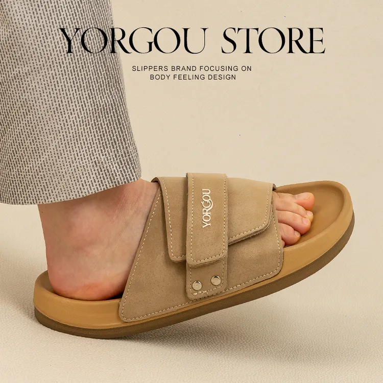 远港休闲沙滩百搭通勤情侣凉拖鞋夏季防滑厚软底户外可调魔术贴