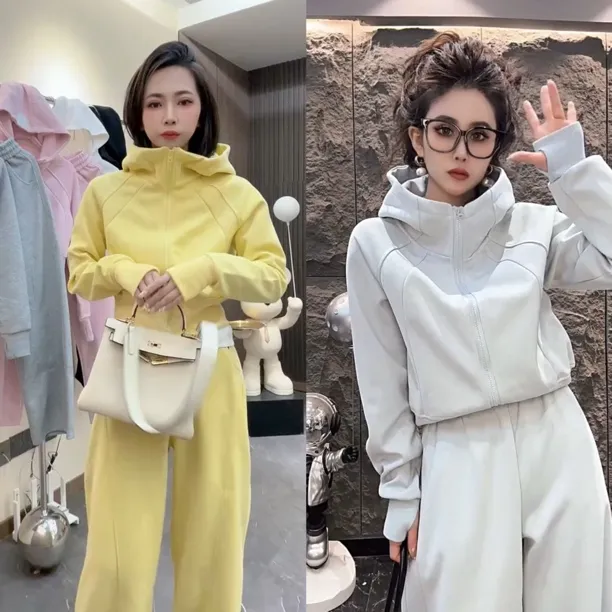 2025早春新款休闲卫衣外套裤子两件套显瘦遮肉洋气时尚套装