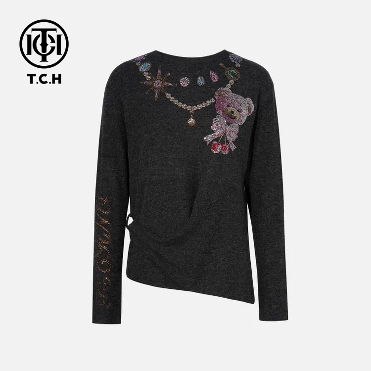 TCH私服烫钻工艺新时尚淑女百搭新潮流针织衫T75C09E5065轻奢tch