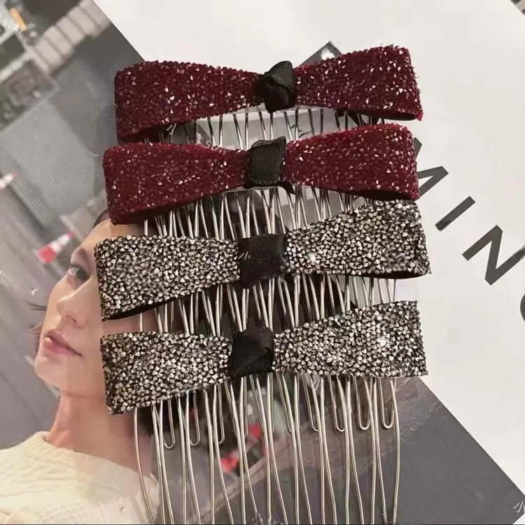 水钻蝴蝶结砂糖倒插梳公主头发夹女2026新款发梳高颅顶显发量发卡