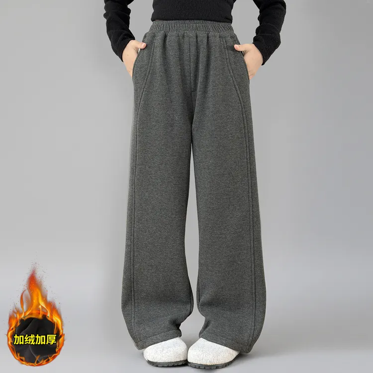 女童裤子冬款加绒加厚8-15岁中大童女孩窄版糯米裤洋气儿童休闲裤