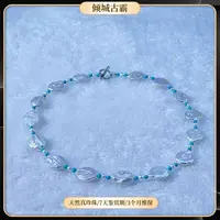 天然淡水真珍珠3-14mm白圆饼绿松石设计满天星项链碎银发一s996