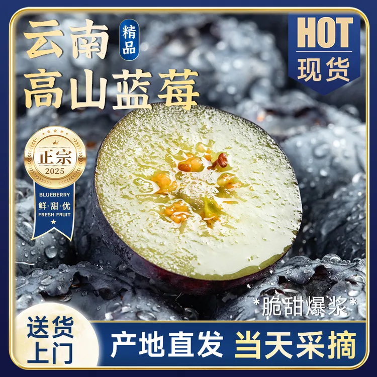 云南高山花香蓝莓大果头茬鲜果特大果怡佳颗沃应当季水果整箱包邮
