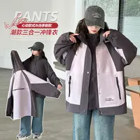 女童2025秋装三合一冲锋衣两件套中大童韩系女孩潮酷时尚外套