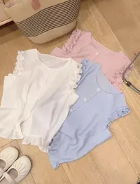 七言家 巨好看！日系穿搭@洋气木耳边背心亚麻开衫