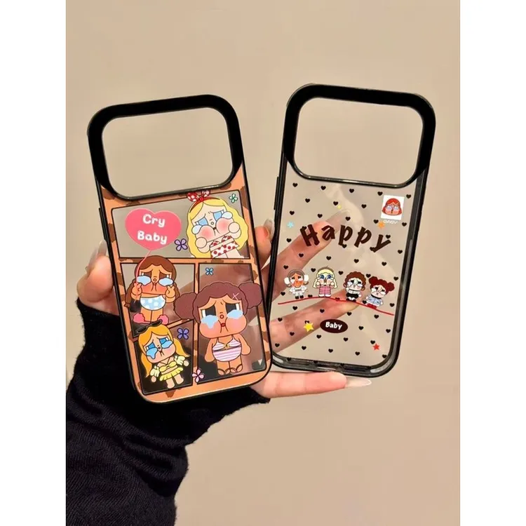 日韩比基尼哭包适用苹果17Promax手机壳16pro黑边15亚克力14/13