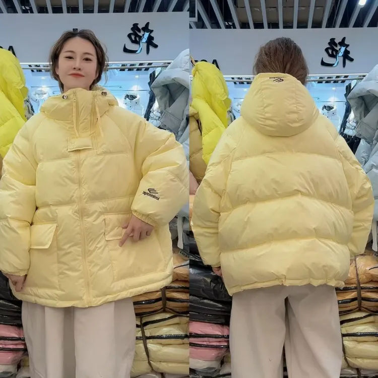 原创设计韩版休闲宽松工装口袋保暖连帽女装棉服