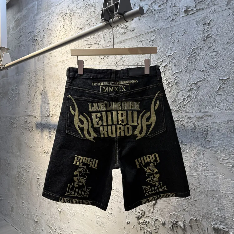 闹闹男装）DK-620夏季时尚休闲潮流刺绣工艺百搭五分个性牛仔短裤