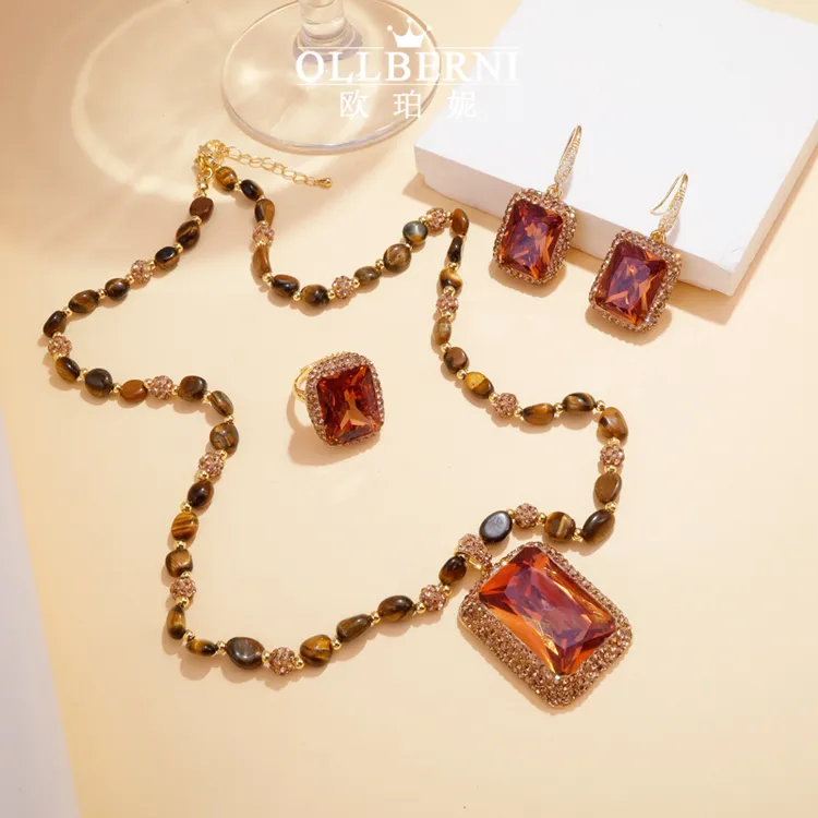 铜合金耳饰 气质轻奢时尚复古长款中古欧美设计师耳环套装-