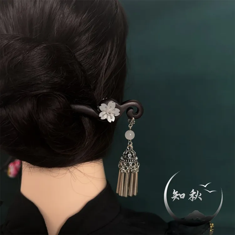 a532【扶摇】18公分气质古银汉服古风发簪女双面流苏簪子汉服新中式