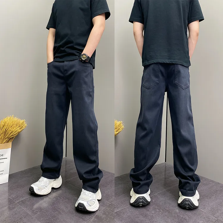 2025潮流秋季新款美式设计宽松拼接牛仔裤复古水洗做旧弯刀休闲裤