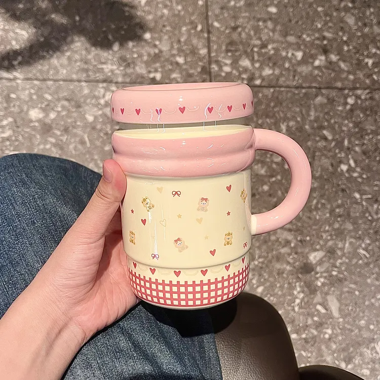 马克杯带盖ins高颜值杯子大容量陶瓷水杯情侣家用女生咖啡早餐杯