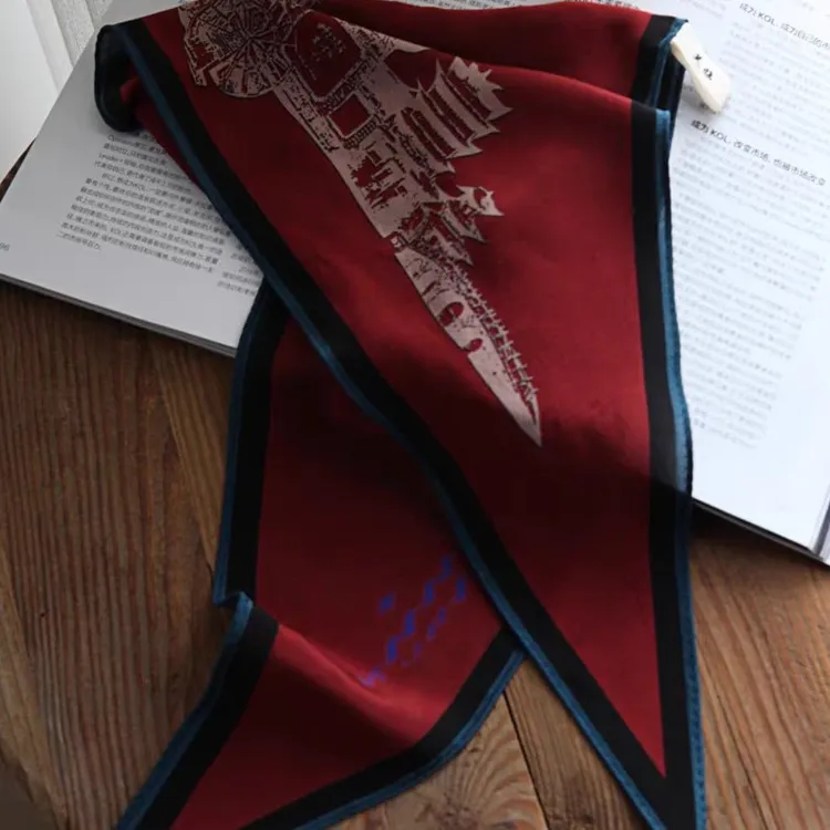 Forlin 芙临 复古勃艮酒红菱形巾升级版双面加厚 290044