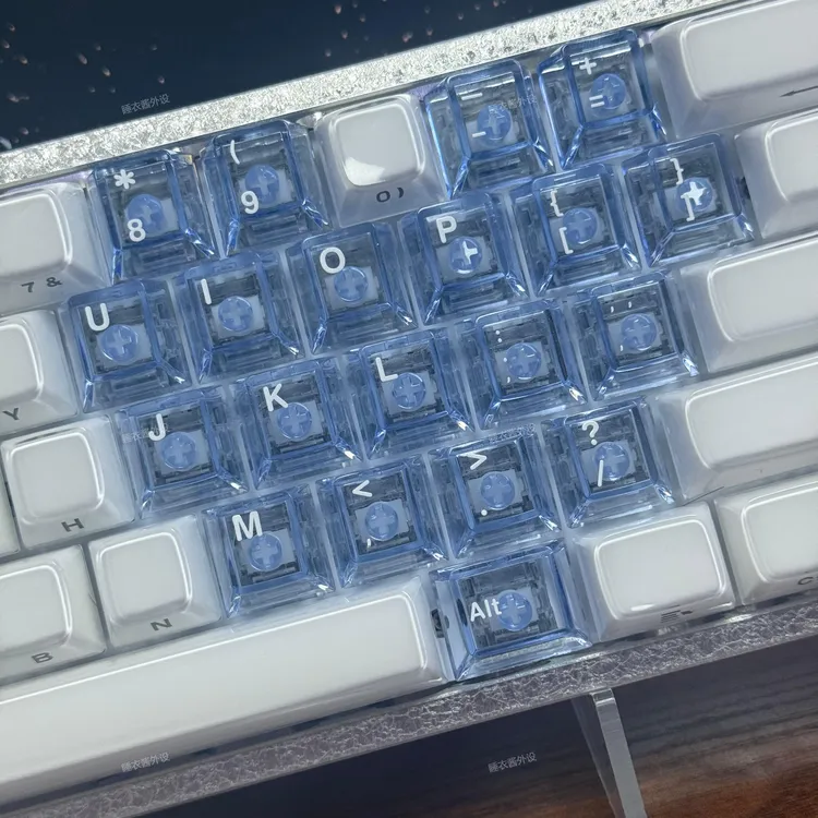 透明爱心PC键帽冰川蓝移印原厂透光适配wooting美加狮等磁轴键盘