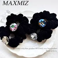 东大门 韩国新款秋冬丝绒黑色百搭闪钻蝴肠圈头绳 1136