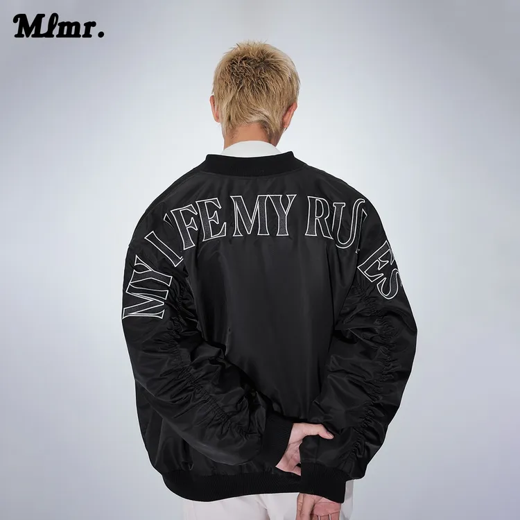MLMR秋冬季新款街头风棒球领字母刺绣潮流帅穿搭棉服棉衣男女